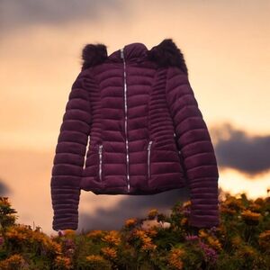 Fashion Nova Plum Quilted Faux-Fur Hooded Puffer Jacket